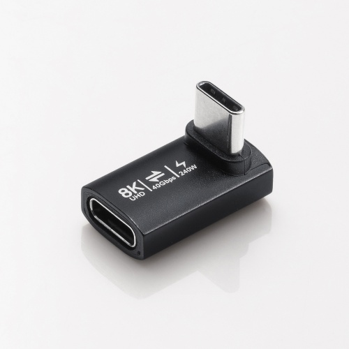 USB-C変換アダプタ L字型 垂直タイプ USB 40Gbps USB PD240W CtoCコネクタ ブラック