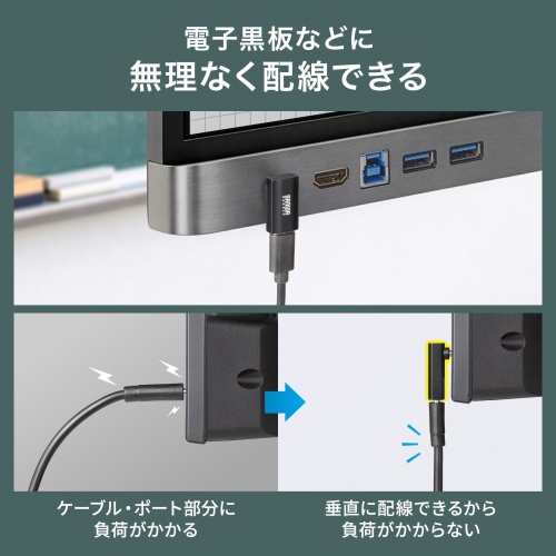 USB-C変換アダプタ L字型 垂直タイプ USB 40Gbps USB PD240W CtoCコネクタ ブラック