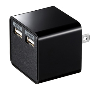 【アウトレット】USB充電器(2ポート・合計3.4A・ブラック)
