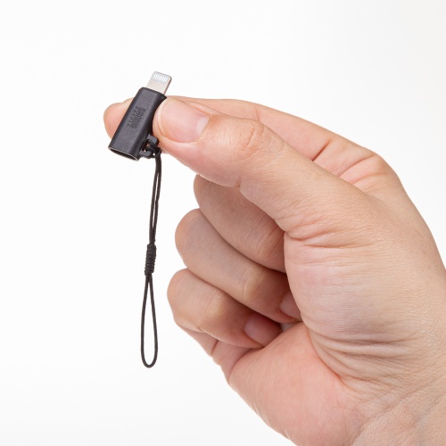 USB Type-C Lightning変換アダプタ PD60W USB2.0 MFi認証品 ストラップ付き ブラック