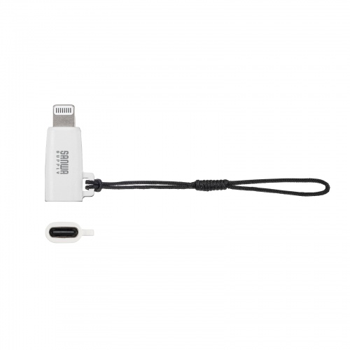 USB Type-C Lightning変換アダプタ PD60W USB2.0 MFi認証品 ストラップ付き ホワイト