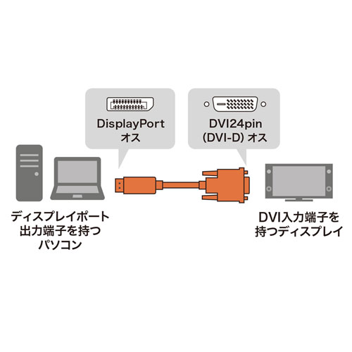 DisplayPort-DVI変換ケーブル 2m/YKCKDPDVA20/KC-DPDVA20【ケーブルの