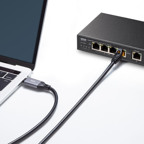 【アウトレット】USB Type-C LAN変換ケーブル 3m カテゴリ6 ギガビット接続 MACアドレスパススルー対応