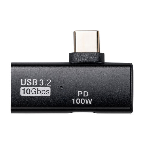 【アウトレット】USB A to USB-C 変換アダプタ L字型 充電対応 USB PD100W USB 10Gbps ブラック