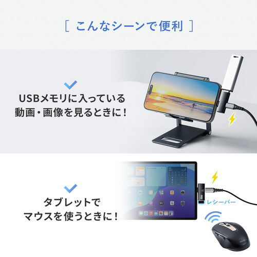【アウトレット】USB A to USB-C 変換アダプタ L字型 充電対応 USB PD100W USB 10Gbps ブラック