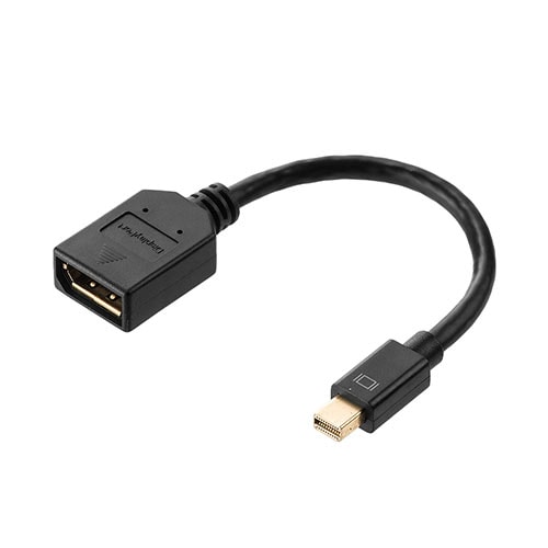 【アウトレット】Mini DisplayPort-DisplayPort変換アダプタケーブル 15cm 4K/60Hz対応 DPバージョン1.2準拠 ブラック