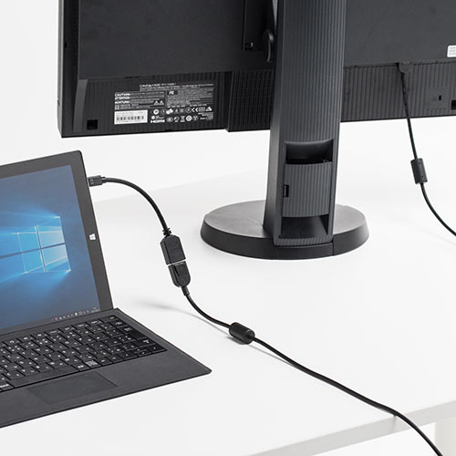【アウトレット】Mini DisplayPort-DisplayPort変換アダプタケーブル 15cm 4K/60Hz対応 DPバージョン1.2準拠 ブラック