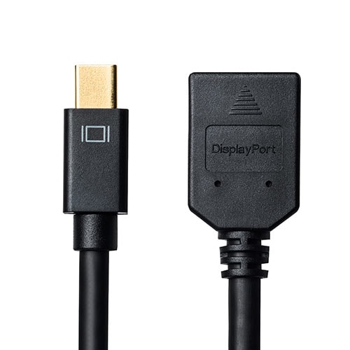 【アウトレット】Mini DisplayPort-DisplayPort変換アダプタケーブル 15cm 4K/60Hz対応 DPバージョン1.2準拠 ブラック