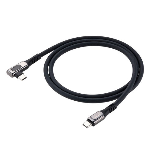 【アウトレット】電力モニター付き USB Type-Cケーブル L字コネクタ 1m USB4 USB PD100W対応 シリコンケーブル