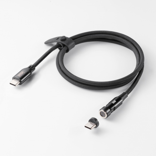 マグネットコネクタ USB Type-Cケーブル 2m USB2.0 USB PD 60W ナイロンメッシュ被覆 ブラック