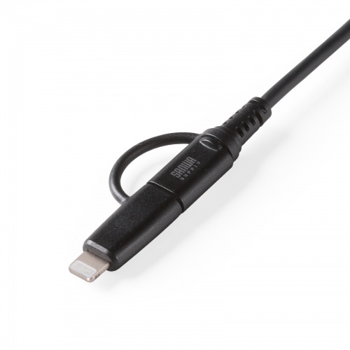 2in1 USB Type-Cケーブル Lightning変換アダプタ付き 1m USB2.0 USB PD60W対応 MFi認証品 ブラック