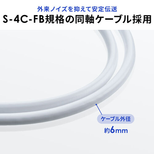 【アウトレット】アンテナ分配器 2分配 ケーブル一体型 長さ0.5m 4K/8K対応 BS CS 地デジ CATV対応
