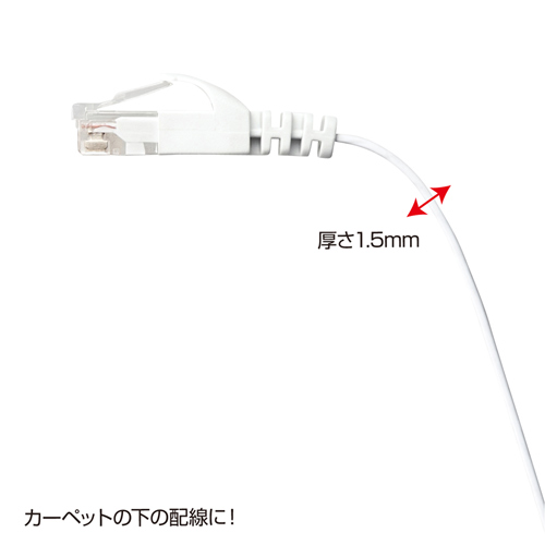【見積特価】薄型LANケーブル カテゴリ6 2m より線 UTP ホワイト LA-FL6-02W