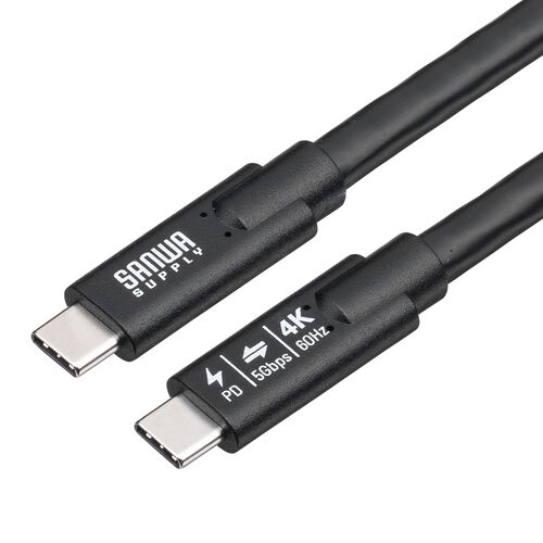 USB Type-Cケーブル 5m USB 5Gbps USB PD75W 充電 データ転送 映像出力対応 ブラック