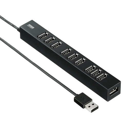 【アウトレット】USB2.0ハブ(10ポート・面ファスナー)