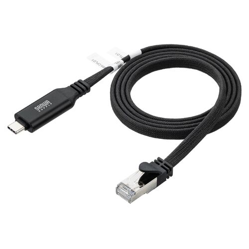 USB Type-C LAN変換ケーブル 1m カテゴリ6 1Gbps 磁石でまとまる フラットケーブル MACアドレスパススルー対応