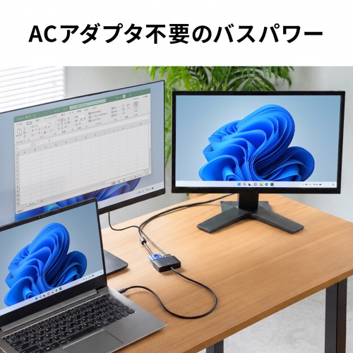 USB Type-C HDMI / VGA 変換アダプタ 2画面出力 4K/60Hz ケーブル長50cm