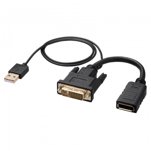 DVI-DisplayPort 変換アダプタ 4K/30Hz 約15cm USB電源