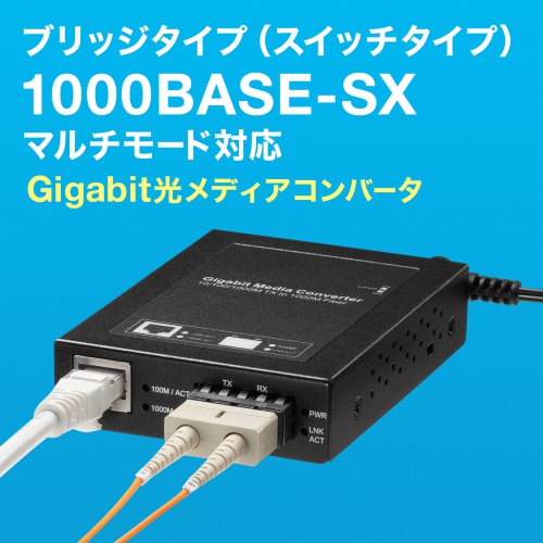 光メディアコンバータ ギガビット対応 ブリッジ マルチモード