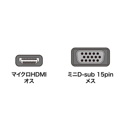 【アウトレット】マイクロHDMI-VGA変換アダプタ(HDMI Dオス-VGAメス・ブラック)