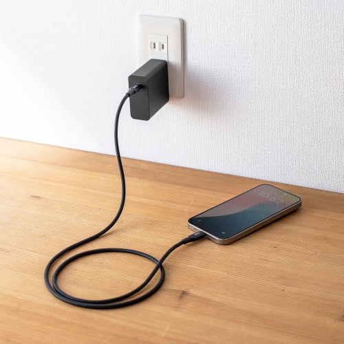 【アウトレット】やわらかUSB Type-Cケーブル 1m シリコンケーブル USB2.0 USB PD 240W ブラック