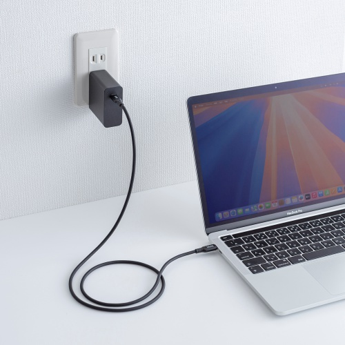 【アウトレット】やわらかUSB Type-Cケーブル 1m シリコンケーブル USB2.0 USB PD 240W ブラック