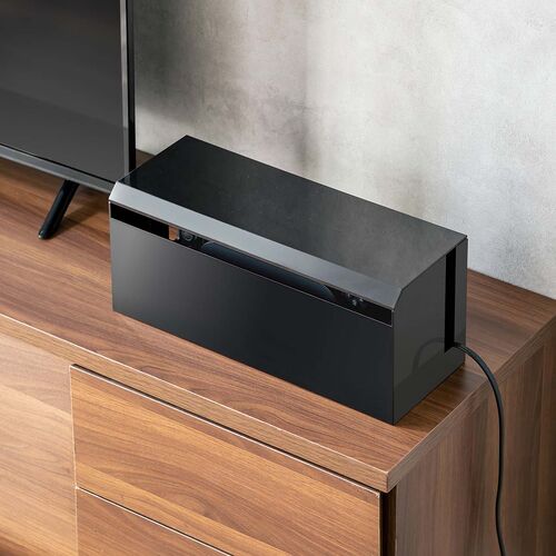 【アウトレット】ケーブルボックス ABS樹脂製 完成品 幅40cm 電源タップ収納ボックス ブラック