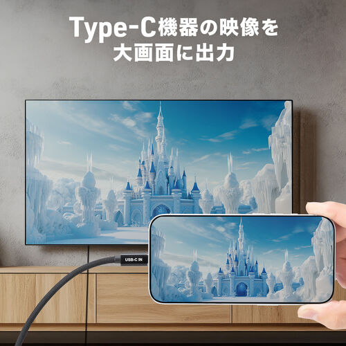 USB Type-C HDMI変換ケーブル 2m 8K/30Hz 4K/60Hz USB PD100W対応 ブラック