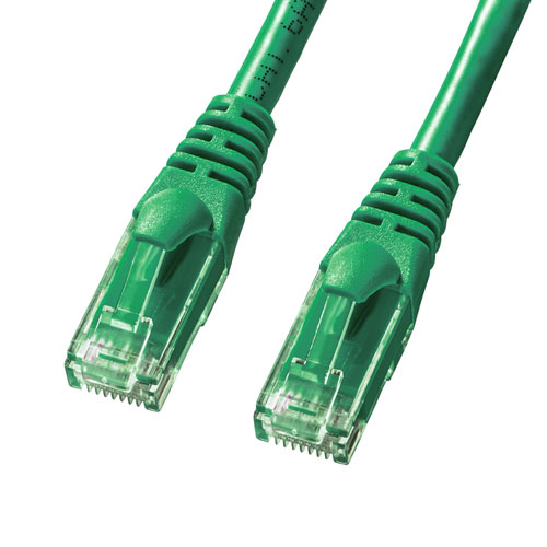 カテゴリ6A LANケーブル 0.5m より線 UTP グリーン