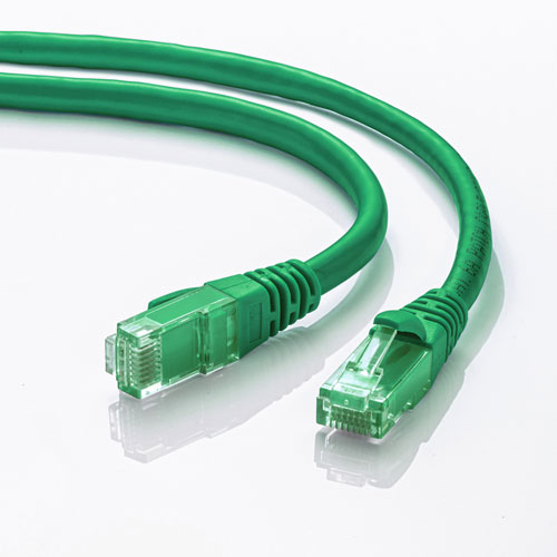 カテゴリ6A LANケーブル 0.5m より線 UTP グリーン