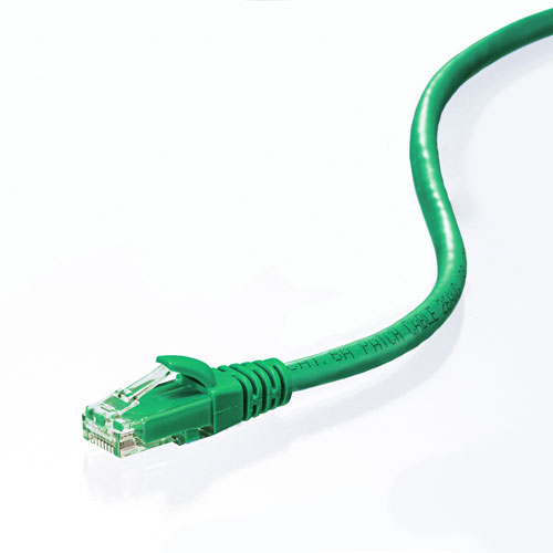 カテゴリ6A LANケーブル 0.5m より線 UTP グリーン