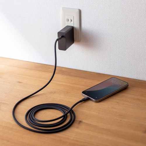 【アウトレット】やわらかUSB Type-Cケーブル 2m シリコンケーブル USB2.0 USB PD 240W ブラック