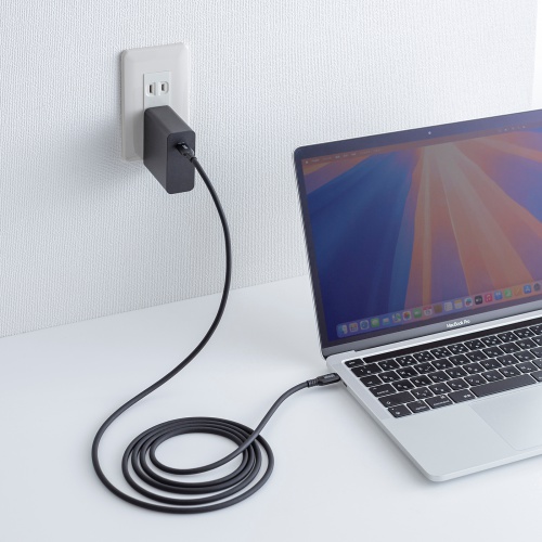 【アウトレット】やわらかUSB Type-Cケーブル 2m シリコンケーブル USB2.0 USB PD 240W ブラック