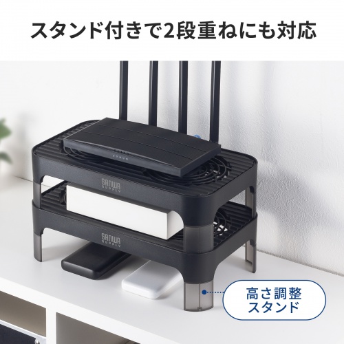 【アウトレット】小型冷却台 静音 ミニPC 外付けHDD 冷却スタンド 14cmファン×2 ブラック