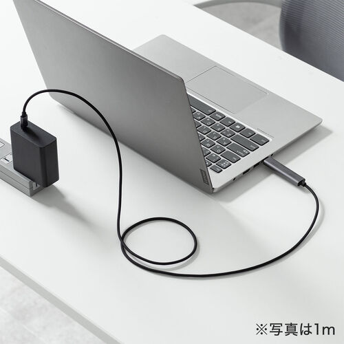 USBハブ付き USB Type-Cケーブル 1.5m USB-C×2 USB 5Gbps USB PD 100W対応 ブラック