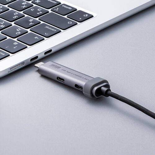 USBハブ付き USB Type-Cケーブル 0.5m USB-C×2 USB 5Gbps USB PD 100W対応 ブラック