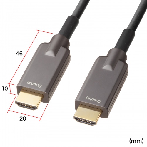 【アウトレット】光ファイバーHDMIケーブル 10m 高耐久 ステンレスガード 8K/60Hz 4K/120Hz 48Gbps 防水カバーつき