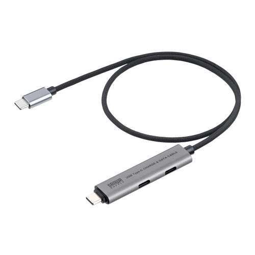 【アウトレット】USBハブ付き USB Type-Cケーブル 0.5m USB-C×2 USB 5Gbps USB PD 100W対応 ブラック