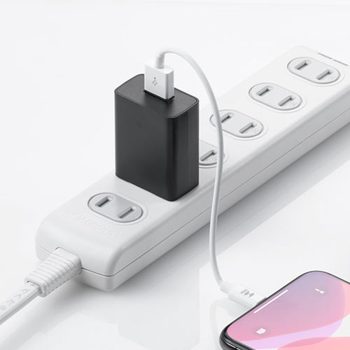 【アウトレット】USB-ACアダプタ 5V/1A出力 USB A×1 ブラック USB充電器