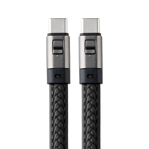 ハンドストラップになる USB Type-Cケーブル 22cm USB PD 240W対応 PUレザー ブラック