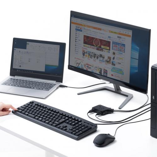 【アウトレット】KVMスイッチ(2台切替・KVM切替器・パソコン切替器・USBキーボード・USBマウス用・キーボードエミュレーション機能・チルトホイールマウス対応・専用ドライバー不要・電源不要)