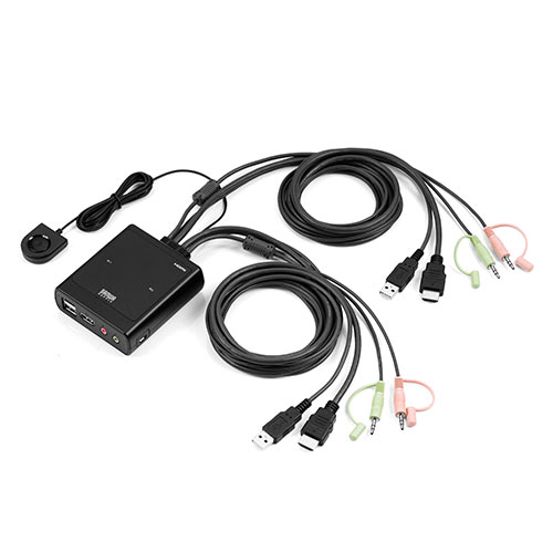 【アウトレット】パソコン切替器 HDMI 2台 4K 60Hz KVMスイッチ USBキーボード USBマウス スピーカー マイク Windows macOS 在宅勤務 テレワーク