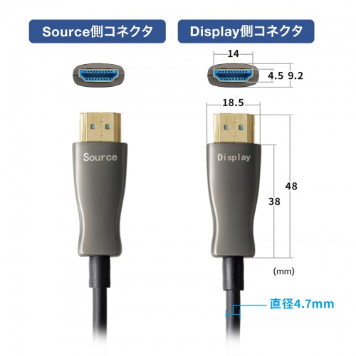 【アウトレット】HDMI光ファイバーケーブル 20m 4K60Hz 18Gbps HDR ARC ラッチ付