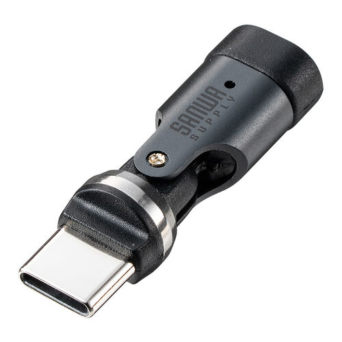 USB-C変換アダプタ 540°回転 USB PD 240W USB2.0 ガンメタリック