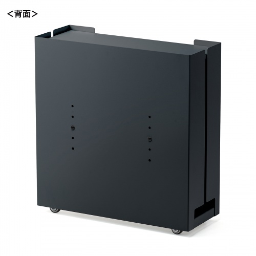 ケーブル収納ボックス キャスター付き スチール製 電源タップ収納 高さ調整棚板 デスク下 ブラック