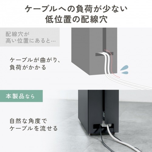 ケーブル収納ボックス キャスター付き スチール製 電源タップ収納 高さ調整棚板 デスク下 ブラック