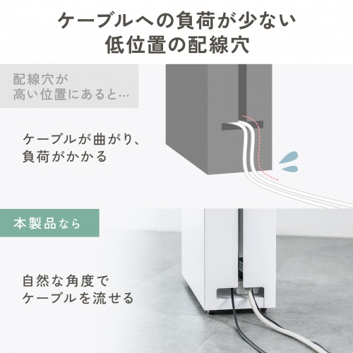 ケーブル収納ボックス キャスター付き スチール製 電源タップ収納 高さ調整棚板 デスク下 ホワイト