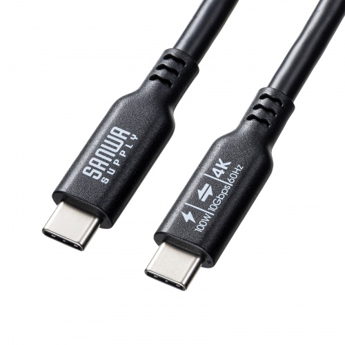USB Type-Cケーブル 1m 10Gbps USB PD 100W 4K/60Hz対応 ブラック