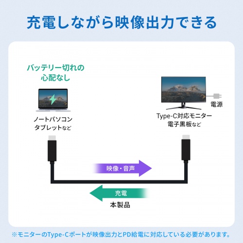USB Type-Cケーブル 3m USB 5Gbps PD100W 4K/60Hz映像出力 ブラック