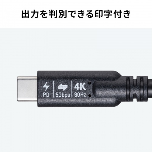 USB Type-Cケーブル 3m USB 5Gbps PD100W 4K/60Hz映像出力 ブラック